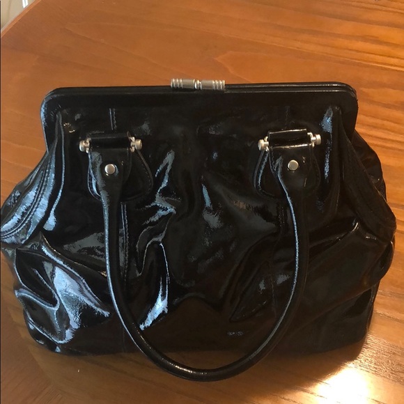 Real Black Patent Leather Liz Claiborne Bag - Picture 2 of 8
